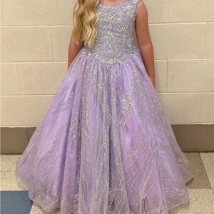 Girls Beaded Long Glitter Dress by Tiffany Princess 13575